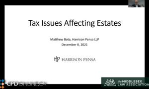The 17th Annual Wills, Estates & Trusts Conference. Tax Issues Affecting Estates.