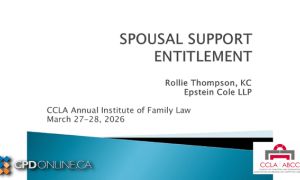 Spousal Support Entitlement and the SSAG