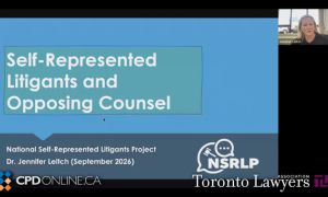 Working with Self-Represented Litigants: Duties, Realities and Practical Strategies